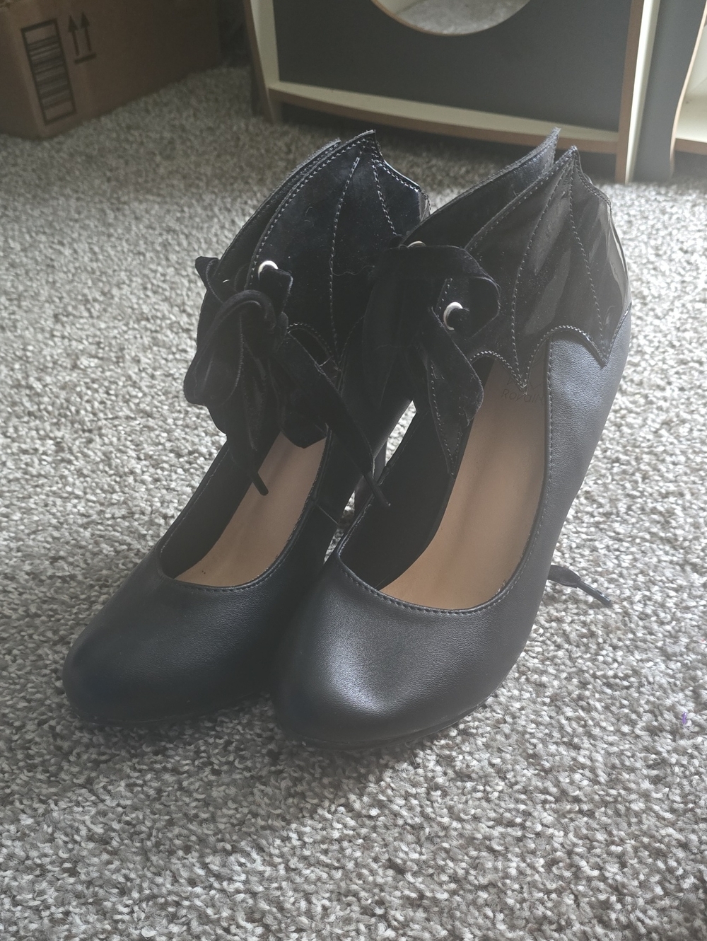 Black Women's Batwing Lace-Up Heels